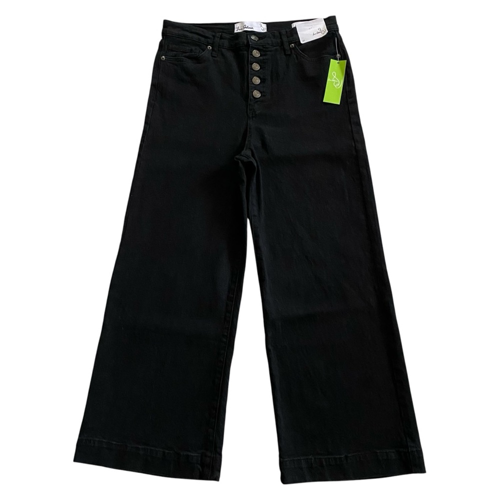 NWT Sam Edelman Codie High Rise Wide Leg Ankle Button Fly Black Jeans Size 30